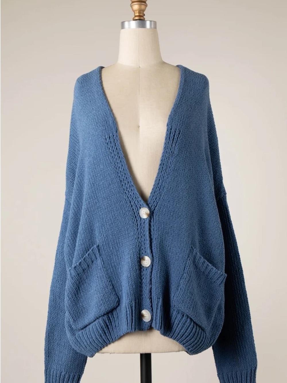 V Neck Button Down Cable Knit Chenille Cardigan